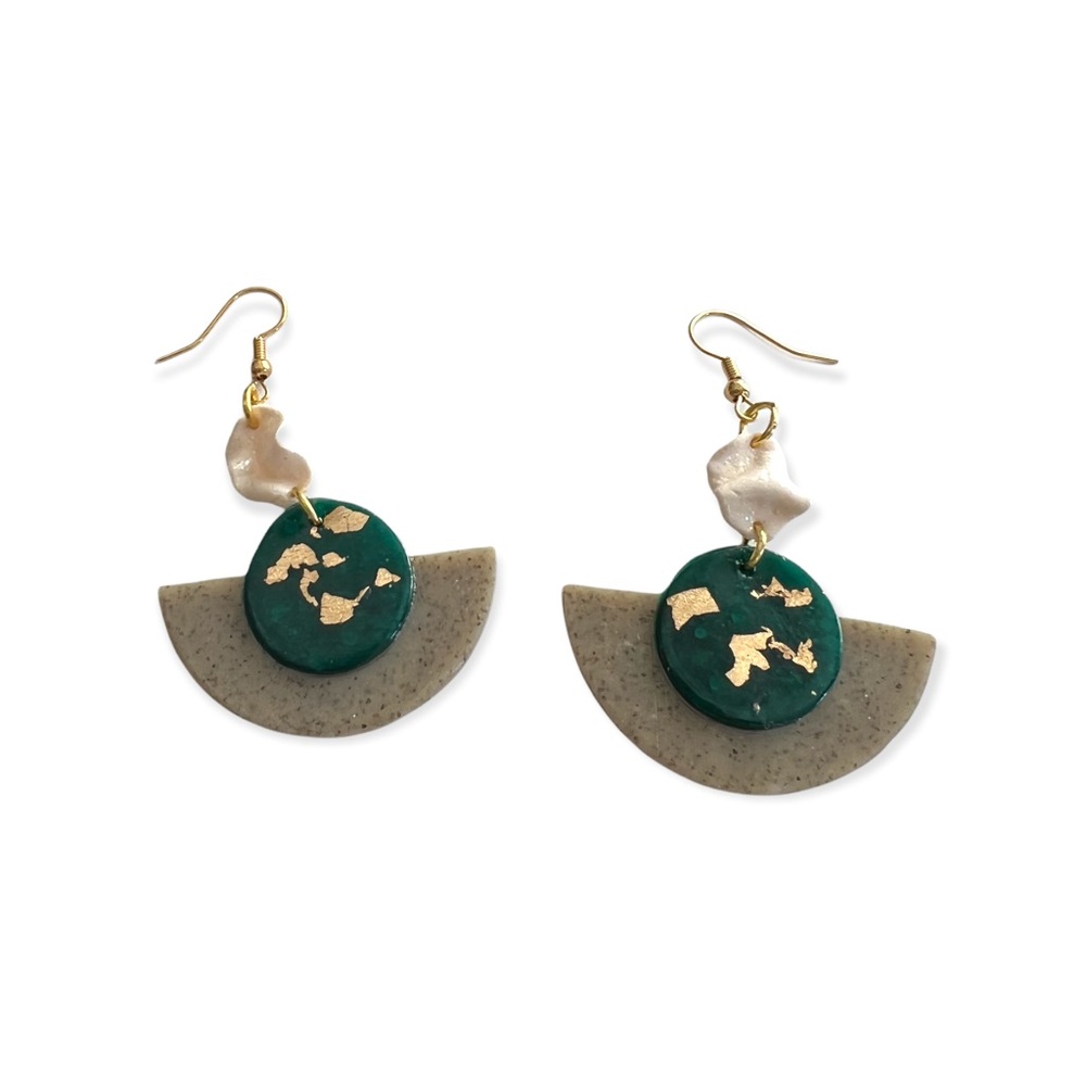 Unique geometric scrunched polymer clay earrings
